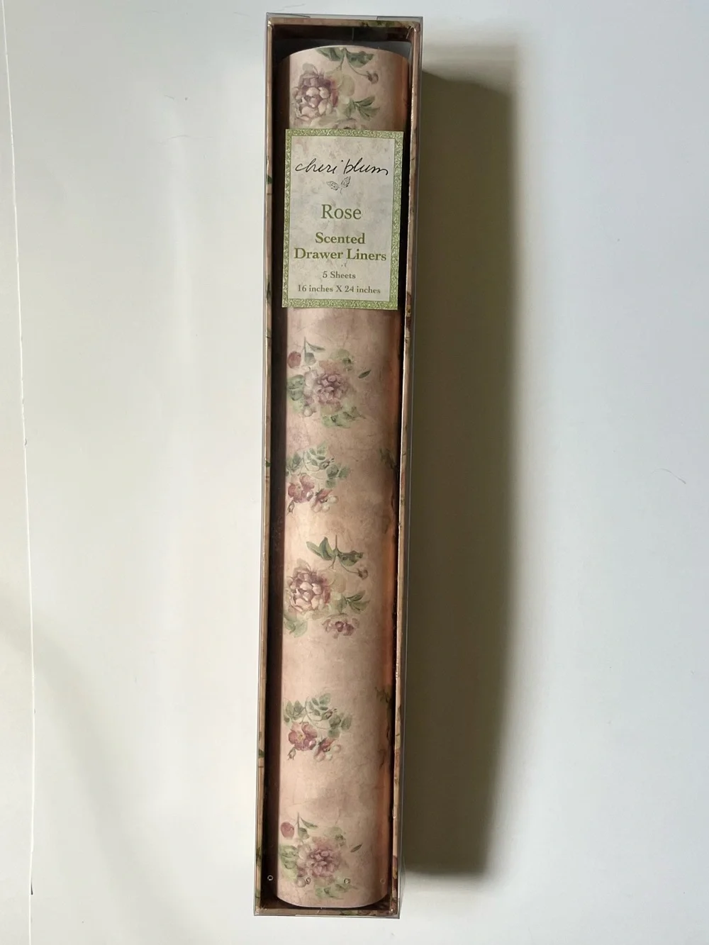 NIB Cheri Blum Rose Scented Drawer Liners 5 sheets 16”x24” floral print